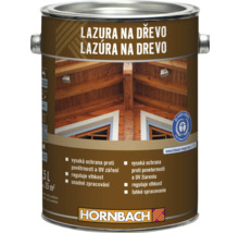 Lazura na dřevo v kovovém kbelíku s logem Hornbach