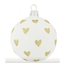 Vánoční koule se srdečními motivy