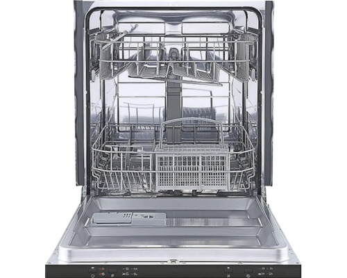 Otevřená myčka nádobí s koši na nádobí