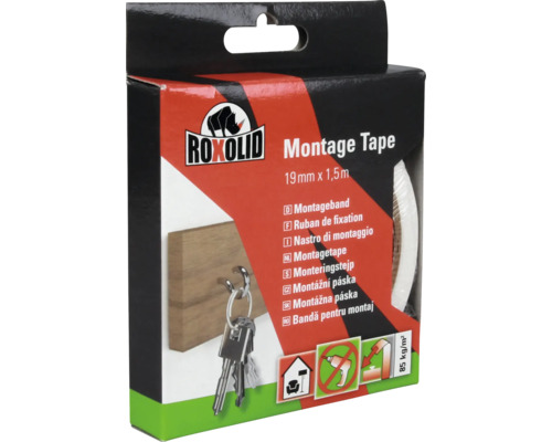 ROXOLID Montage Tape montážní páska bílá 19 mm x 1,5 m Montážní páska Roxolid, 19 mm x 1,5 m, balení