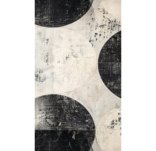 Abstraktní malba s kruhovým vzorem v černé a bílé barvě