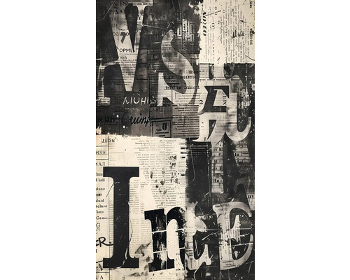 Vliesový panel Cosmo Living 791444, role 8,80x0,53m Abstraktní obraz s výstřižky z novin a písmeny
