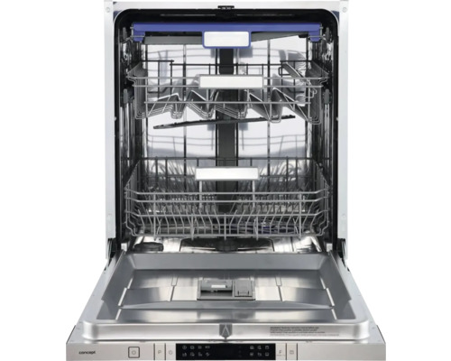 Otevřená myčka nádobí s koši na nádobí