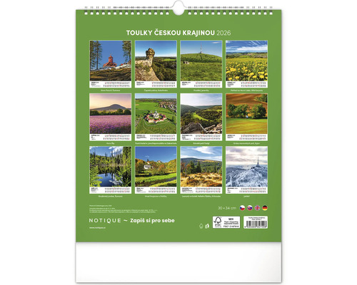 Kalendář české krajiny 2026 s fotografiemi různých míst