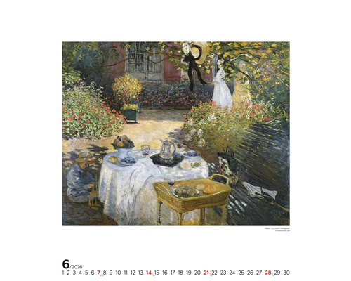 Malba zahradní scény s prostřenými stoly a lidmi