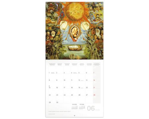 Nástěnný kalendář s malbou 'Moje narození' od Fridy Kahlo