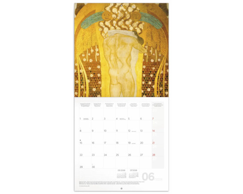 Nástěnný kalendář s uměleckým motivem a měsíčním přehledem