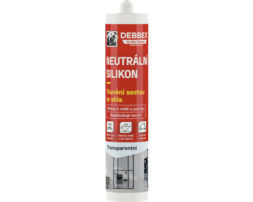 Debbex neutrální silikon pro těsnění skla
