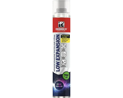 Montážní pěna PUR DEN BRAVEN nízkoexpanzní pistolová 750 ml Debbex pistolová pěna s nízkou expanzí, 750 ml