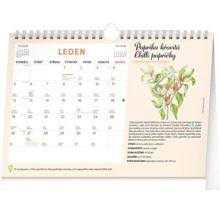 List kalendáře s měsíčním kalendářem a ilustrací chilli papriček