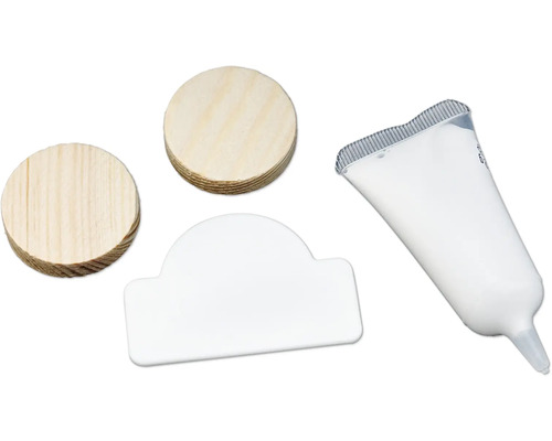 Upevňovací sada PICCANTE Smart PICCANTE Smart hnědá EA Dva dřevěné kolíky, bílá krytka a tuba lepidla