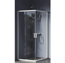 Rohová sprcha s posuvnými dveřmi a sprchovou hlavicí