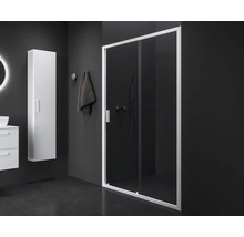 Koupelna se sprchovým koutem, skříňkou pod umyvadlo a vysokou skříní