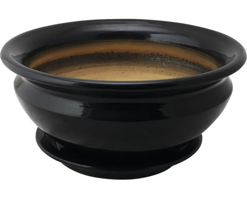 Černý květináč s podšálkem