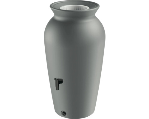 Šedá amfora na dešťovou vodu s kohoutkem do zahrady