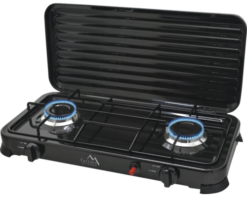 Plynový cestovní vařič Cattara Traveler Familly se dvěma hořáky Přenosný plynový vařič se dvěma hořáky a grilem