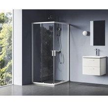 Koupelna se sprchovým koutem, skříňkou pod umyvadlo a zrcadlem