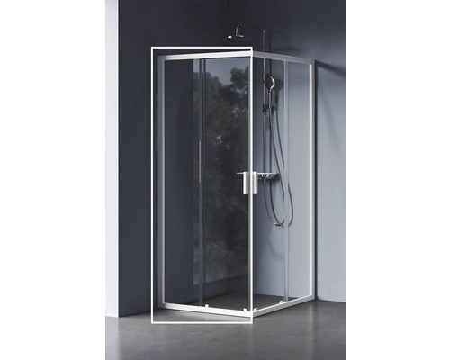 Sprchový kout s rohovým vstupem RAVAK Blix II 100 cm barva rámu bílá dekor skla čiré sklo 1XMA0E00Z1 Sprchový kout s posuvnými dveřmi a sprchovou soupravou