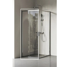 Rohová sprcha s posuvnými dveřmi a sprchovou armaturou