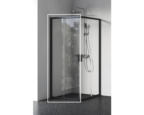 Sprchový kout s rohovým vstupem RAVAK Blix II 80 cm barva rámu černá dekor skla čiré sklo 1XM40300Z1 Kompletní sprchový kout s hlavovou a ruční sprchou