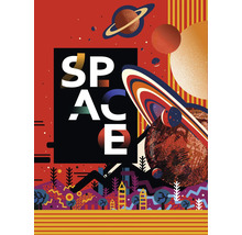 Grafické znázornění planet a slova prostor