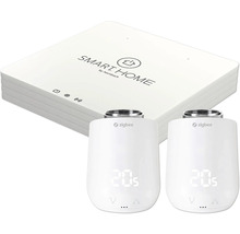 Centrála chytré domácnosti Hornbach se dvěma termostatickými hlavicemi radiátorů