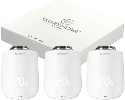 Sada termostatických hlavic chytré domácnosti se standardem Zigbee a bránou
