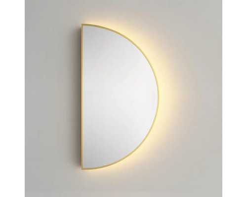 Půlkruhovité nástěnné zrcadlo s osvětlením