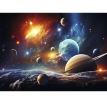 Ilustrace planet a hvězd ve vesmíru