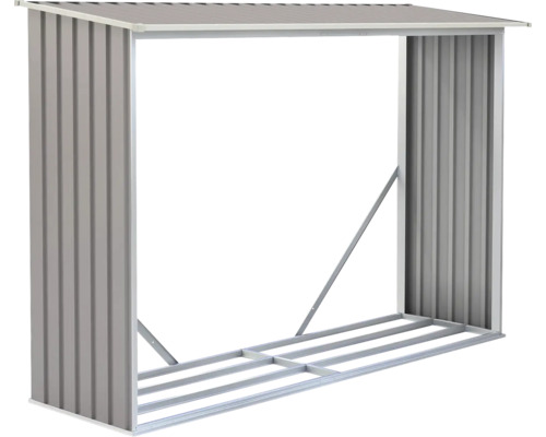 Přístřešek pro dřevo ROJAPLAST WC-B 242 x 65 x 160 cm taupe Regál na uskladnění dřeva z kovu se střechou