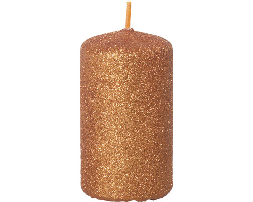 Svíčky adventní metalické Ø 5 cm lesklé oranžové 4 ks Třpytivá sloupová svíčka