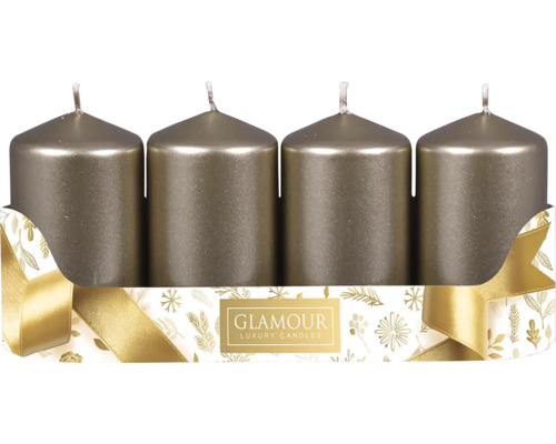 Svíčky adventní metalické Ø 5 cm lesklé šedé 4 ks Čtyři svíčky v dárkovém balení