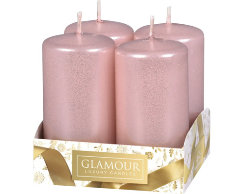 Svíčky adventní metalické Ø 4 cm lesklé růžové 4 ks Čtyři svíčky v balení