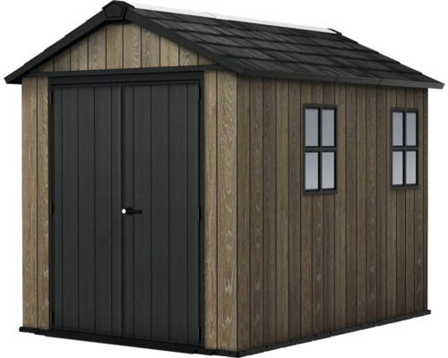 Zahradní bouda s dvoukřídlými dveřmi a okny