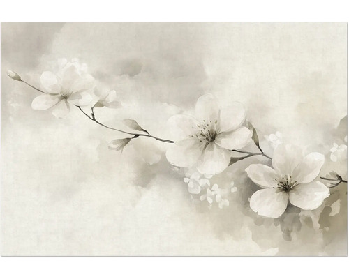 Ilustrace kvetoucích větví na světlém pozadí