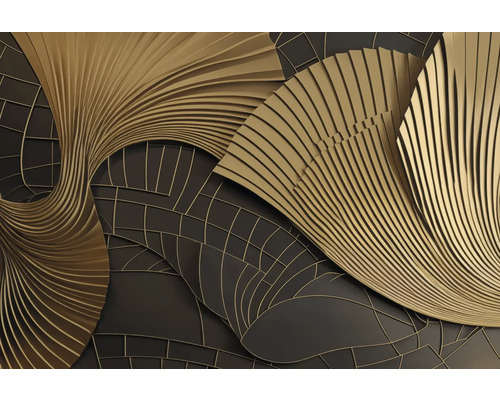 Abstraktní design stěny s liniemi a zakřivenými prvky