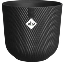 Černý květináč s kosočtvercovým vzorem a logem Elho