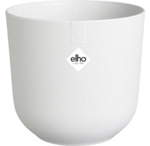Bílý květináč se strukturovaným vzorem a logem Elho