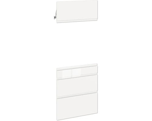 Čelní sada Piccante Smart 59,6 × 1,9 × 97,6 cm bílá vysoce lesklé Vysoká skříň se třemi zásuvkami a jedněmi dvířky