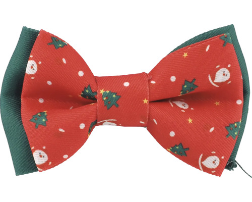 Červená mašle se vzorem Santa Clause a vánočního stromku