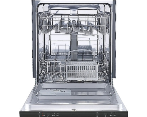 Vnitřní pohled na myčku s otevřenými dvířky a výsuvnými koši