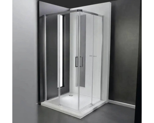 Křídlové dveře pravé pro sprchový kout s rohovým vstupem Hüppe Classics 2 EasyEntry 90 cm barva rámu stříbrná dekor skla čiré sklo HUPPE C25202.069.322 Rohová sprcha s posuvnými dveřmi a sprchovou vaničkou