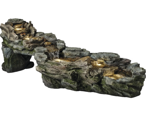 Kaskádová fontána se vzhledem kamene a osvětlením pro zahradu