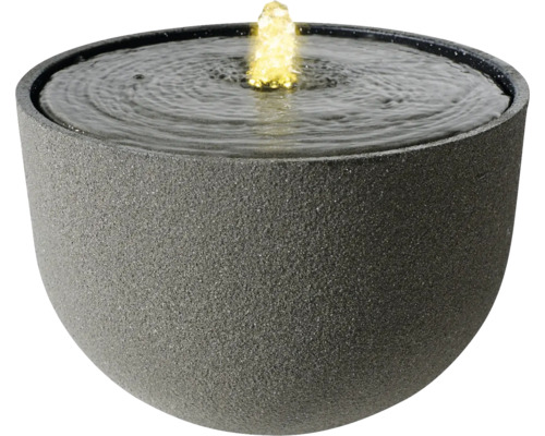 Fontána s podsvícením Ø 34 x 28 cm tmavě šedá Dekorativní pokojová fontána s vodní hrou a osvětlením
