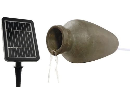 Solární chrlič vody s designem urny a solárním panelem