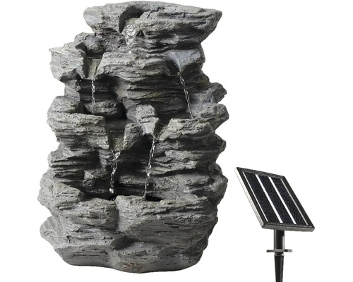 Solární kaskádová fontána ve vzhledu skály s vodní hrou