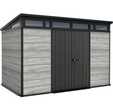 Zahradní domek s dvoukřídlými dveřmi a světlíky