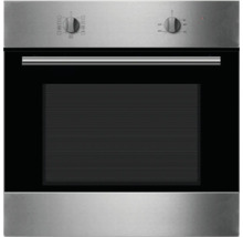 Vestavná nerezová trouba s ovládacími knoflíky a skleněnými dvířky