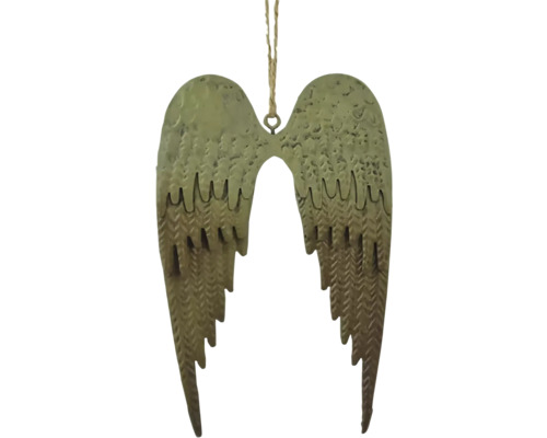 Závěsná dekorace KŘÍDLA, kov, zelená, 9,4x14x0,5cm Dekorativní andělská křídla k zavěšení