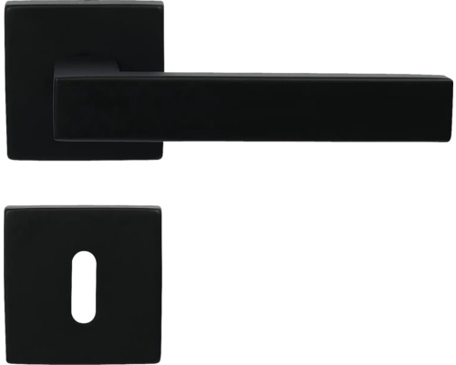 Nerezové kování RK.TP-FORM.BB.CE na čtvercových rozetách s vratnou pružinou klik Sada dveřního kování s hranatou rozetou a klikou